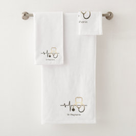 聴診器の心拍 バスタオルセット