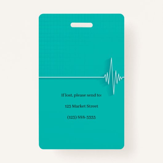 聴診器の心臓の心拍の医療写真ID バッジ (裏面)