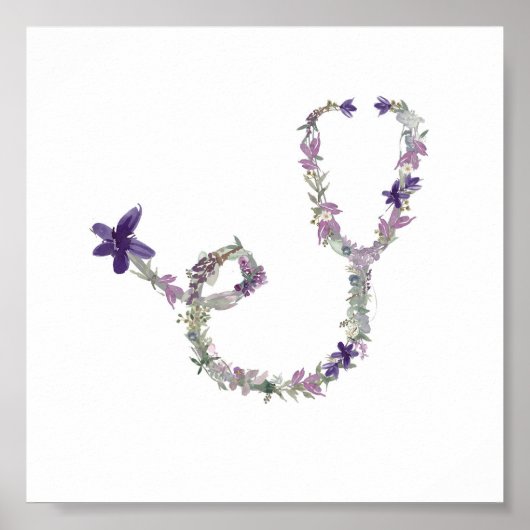 聴診器の水彩花ドクターナース ポスター (正面)