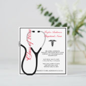 聴診器の看護専門学校の卒業の発表 招待状 (スタンド正面)