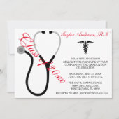 聴診器の衛生学校の卒業の発表 招待状 (正面)