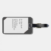 聴診器を持つ灰色の医用クリップボード ラゲッジタグ (裏面横)