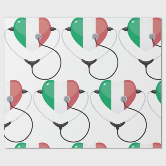 聴診器イタリアンのハート ラッピングペーパー (フラット)