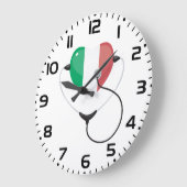 聴診器イタリアンのハート ラージ壁時計 (傾斜)