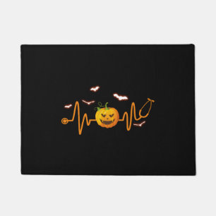 聴診器カボチャおもしろいナースハロウィンの衣装 ドアマット