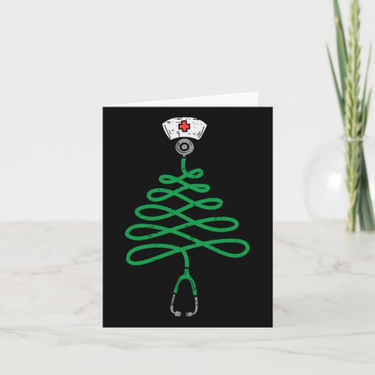 聴診器クリスマスツリーナースクリスマススススススクラブT カード (正面)
