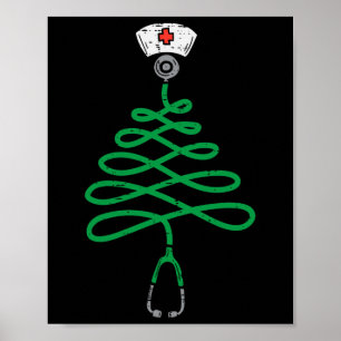 聴診器クリスマスツリーナースクリスマススススススクラブT ポスター