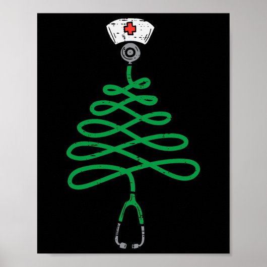 聴診器クリスマスツリーナースクリスマススススススクラブT ポスター (正面)