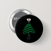 聴診器クリスマスツリーナースクリスマススススススクラブT 缶バッジ (正面&裏面)