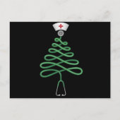 聴診器クリスマスツリーナーススクラブクリスマス シーズンポストカード (正面)