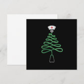 聴診器クリスマスツリーナーススクラブクリスマス 招待状 (正面/裏面)