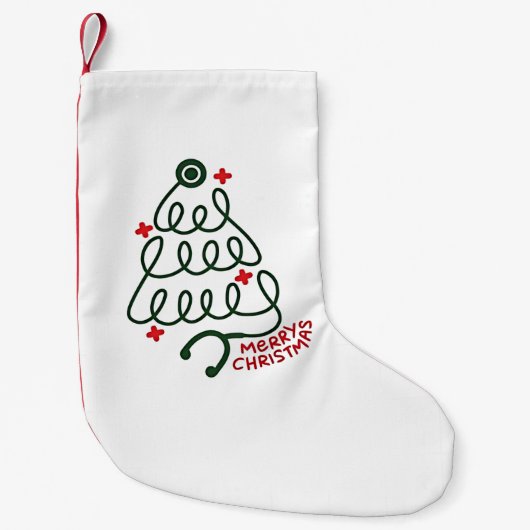 聴診器クリスマスツリーライトナーシングスクラブ スモールクリスマスストッキング (正面)