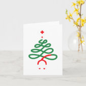 聴診器クリスマスツリー看護おもしろいナースrn カード (黄色い花)