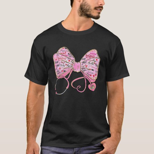 聴診器コケットボウ登録ナース愛好家V Tシャツ (正面)