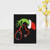 聴診器サンタおもしろいクリスマスクリスマスナースヌルシ カード (黄色い花)