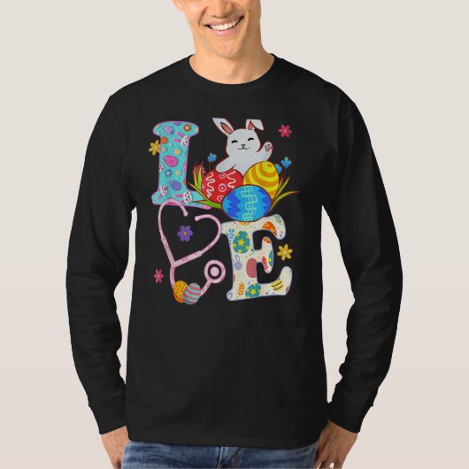 聴診器スクラブライフナースバニーイースターデーアウトフ Tシャツ (正面)