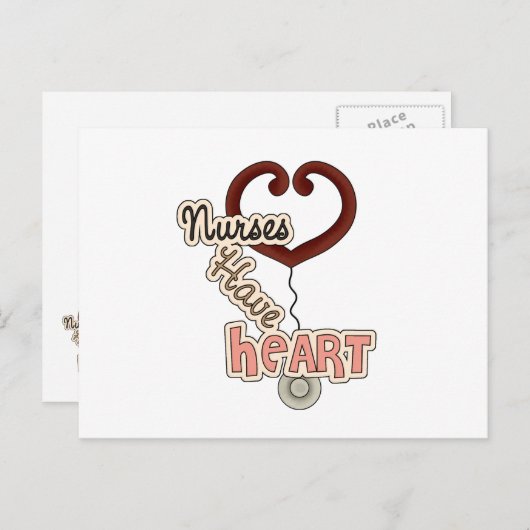 聴診器ナースがハートTシャツとGIftを持つ ポストカード (正面/裏面)