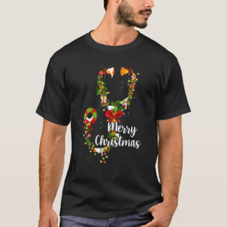 聴診器ナースドクタークリスマスツリーサンタナース Tシャツ