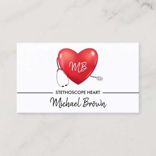 聴診器ハートナース医師qrコード 名刺 (正面)