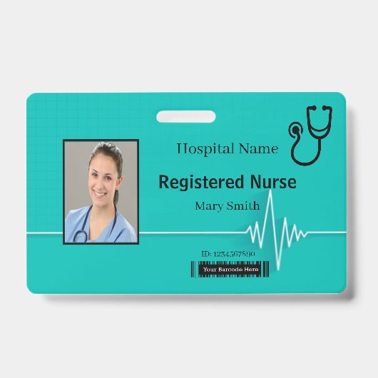 聴診器ハートビートメディカルフォトID バッジ (Front)