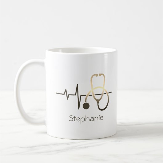 聴診器ハートビートメディカルマグ コーヒーマグカップ (左)