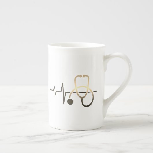 聴診器ハートビートメディカルマグ ボーンチャイナマグカップ (右)