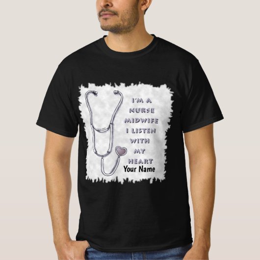 聴診器ハート助産師ナース Tシャツ (正面)
