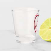 聴診器ハート赤おもしろい ショットグラス (左)