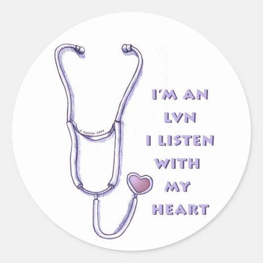 聴診器ハートLVNナース ラウンドシール (正面)