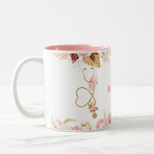 聴診器パーソナライズされたフェミニンセラミック製マググ ツートーンマグカップ (左)