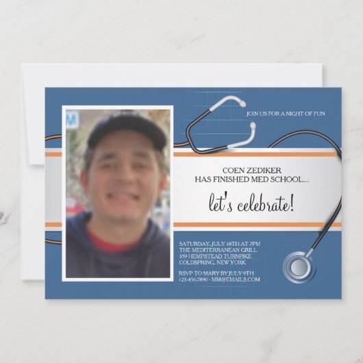 聴診器フォトカスタム招待状3 招待状 (正面)