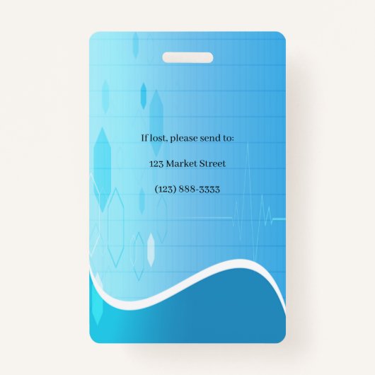 聴診器ブルーメディカルハートビートバーチカルフォト バッジ (裏面)