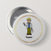 聴診器ボタン付き男性医師 缶バッジ (正面&裏面)