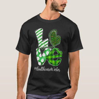 聴診器ラブヘルスケアワーカープレイドセントパトリック Tシャツ