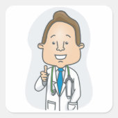 聴診器与えでドクターの親指を笑わせる スクエアシール (正面)