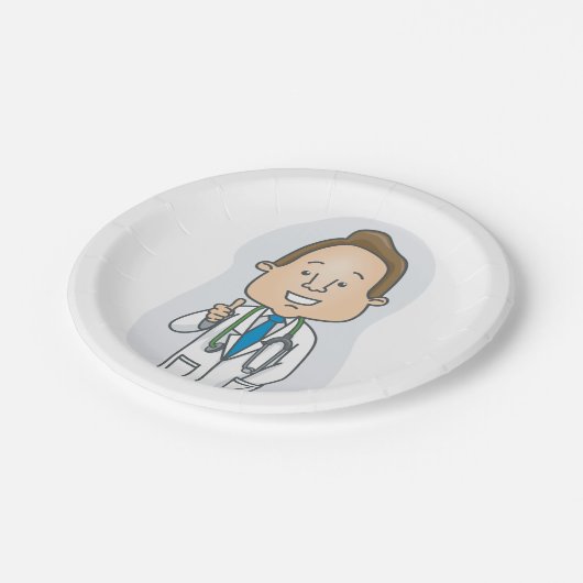 聴診器与えでドクターの親指を笑わせる ペーパープレート (アングル)