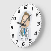 聴診器与えでドクターの親指を笑わせる ラージ壁時計 (傾斜)