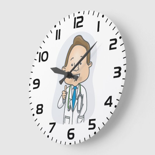 聴診器与えでドクターの親指を笑わせる ラージ壁時計 (傾斜)