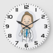 聴診器与えでドクターの親指を笑わせる ラージ壁時計 (正面)