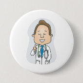 聴診器与えでドクターの親指を笑わせる 缶バッジ (正面)