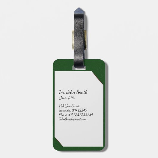 聴診器付きグリーンメディカルクリップボード ラゲッジタグ (裏面縦)