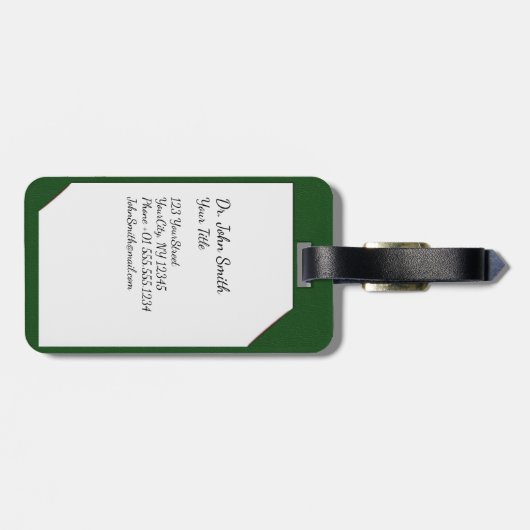 聴診器付きグリーンメディカルクリップボード ラゲッジタグ (裏面横)