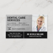 聴診器付き医師 | QRコードテンプレート 名刺 (正面)