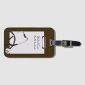 聴診器付き医用クリップボードブラウン ラゲッジタグ (正面横)