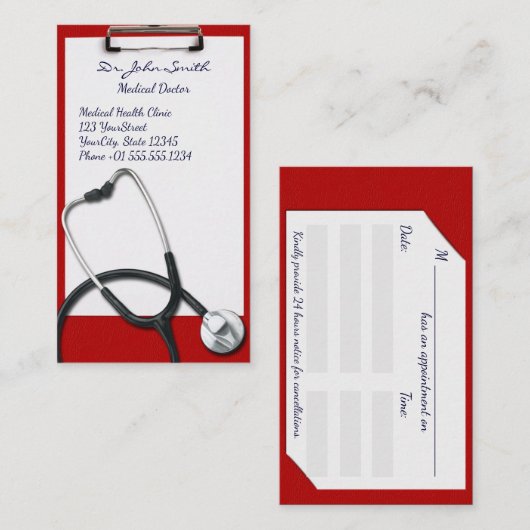 聴診器付き医療用クリップボード – アポイントメント (正面/裏面)