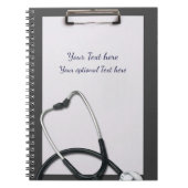 聴診器付き医療用グレークリップボード ノートブック (正面)