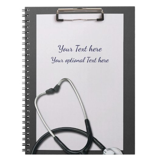 聴診器付き医療用グレークリップボード ノートブック (正面)