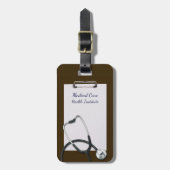 聴診器付き茶色の医用クリップボード ラゲッジタグ (正面縦)