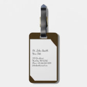 聴診器付き茶色の医用クリップボード ラゲッジタグ (裏面縦)