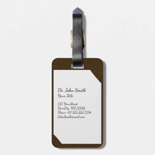 聴診器付き茶色の医用クリップボード ラゲッジタグ (裏面縦)